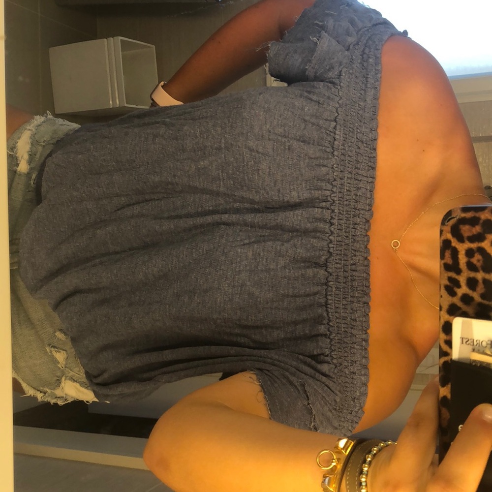 Cute and summery blue off the shoulder top!